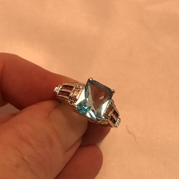 Princess cut Blue, pink Lab Sapphire WGF - Picture 5 of 6